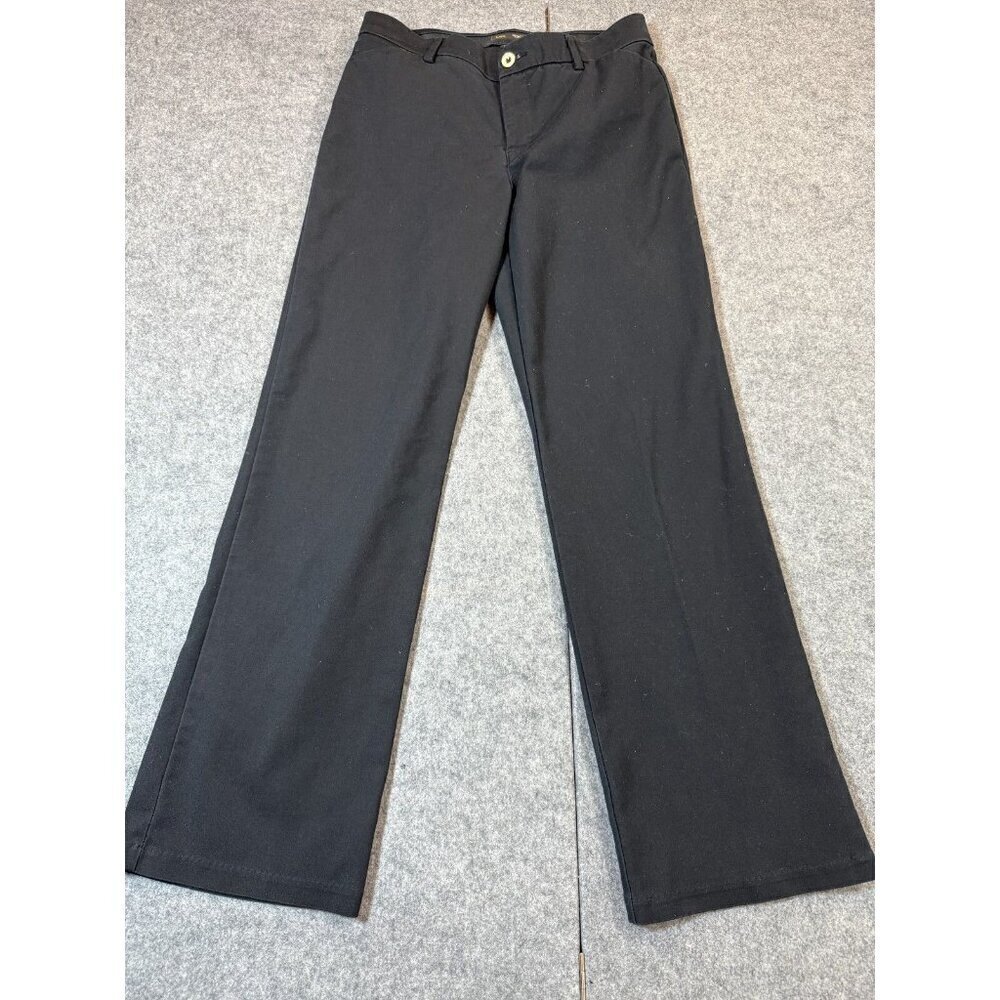 Lee Flex Motion Trousers Pants Womens 8 Black Cotton Pockets Mid Rise Wide Leg